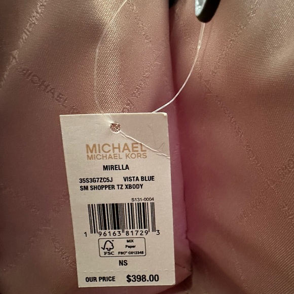 Michael Kors Mirella Graphic MK sky blue satchel Handbag&wallet NWT Authentic - Picture 9 of 14